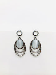 ELEGANT SILVER& GEMSTONE DROP EARRINGS