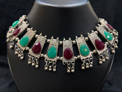 Oxidized Tribal Inspired Choker Necklace