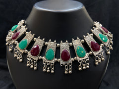 Oxidized Tribal Inspired Choker Necklace