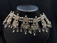 Oxidized Silver Floral Choker Necklace (Copy)