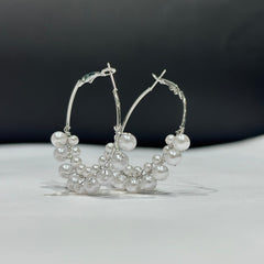 ELEGANT PEARL CASCADE HOOPS