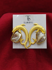 Majestic Ocean-Inspired Gold & Pearl Earrings 🐟