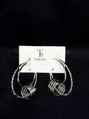 Stunning Silver Hoop Earrings with Interlocked Sphere