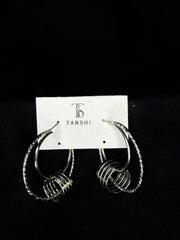 Stunning Silver Hoop Earrings with Interlocked Sphere