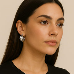 TRIPLE TWIST CHUNKY HOOP EARRINGS