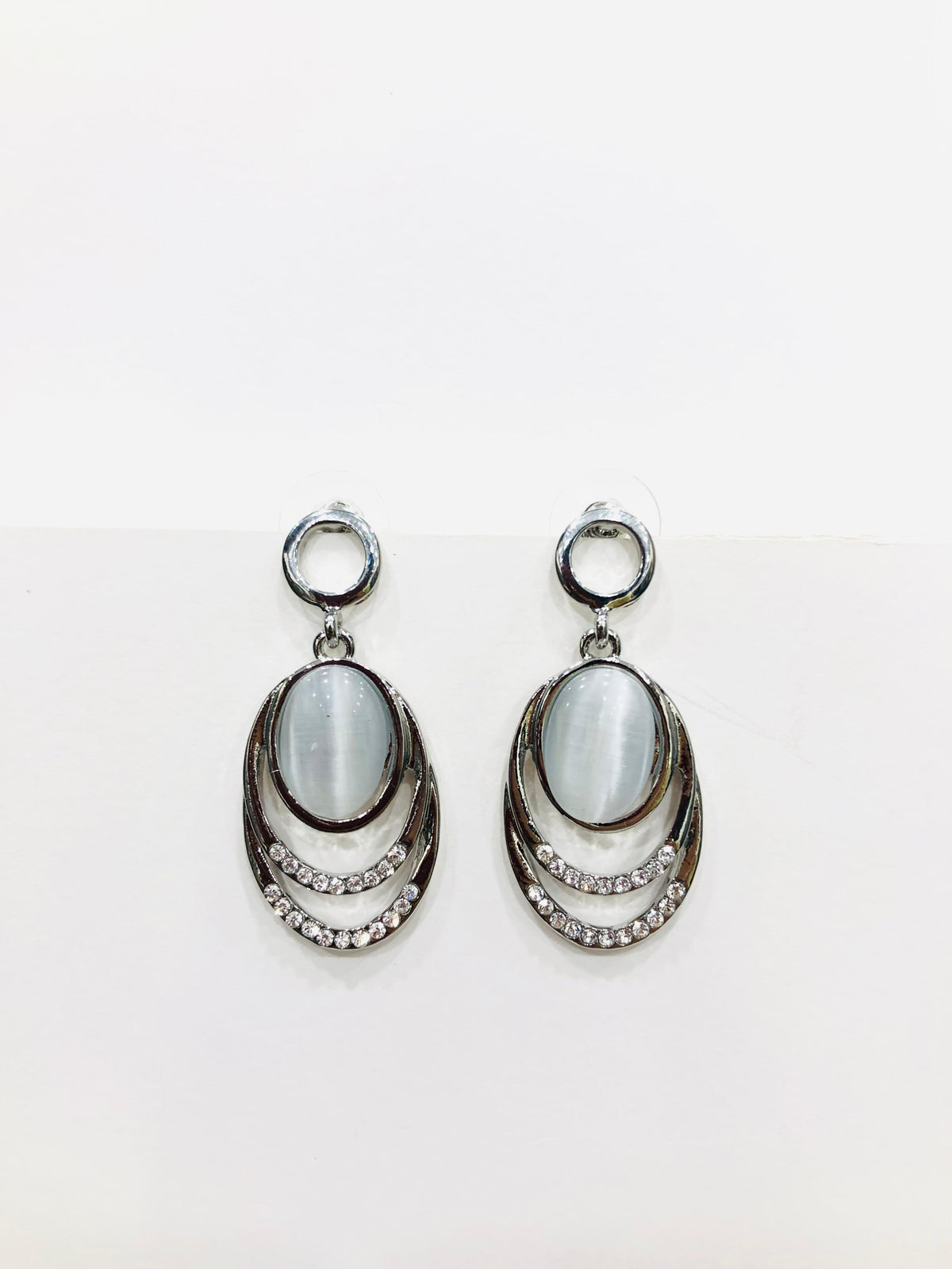 ELEGANT SILVER& GEMSTONE DROP EARRINGS