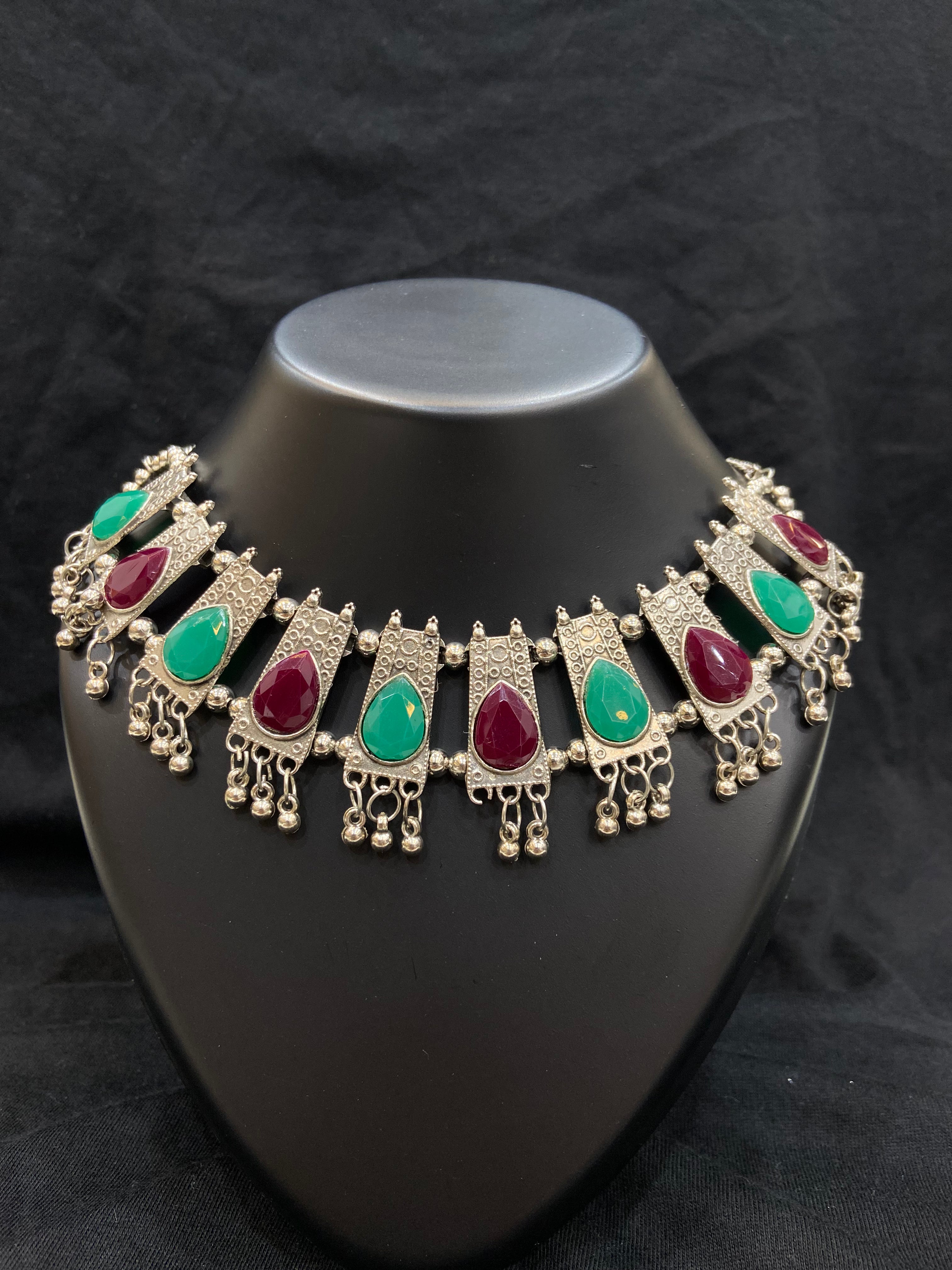 Oxidized Tribal Inspired Choker Necklace