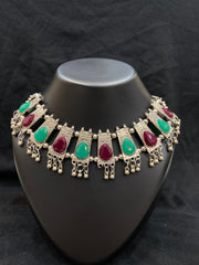 Oxidized Tribal Inspired Choker Necklace