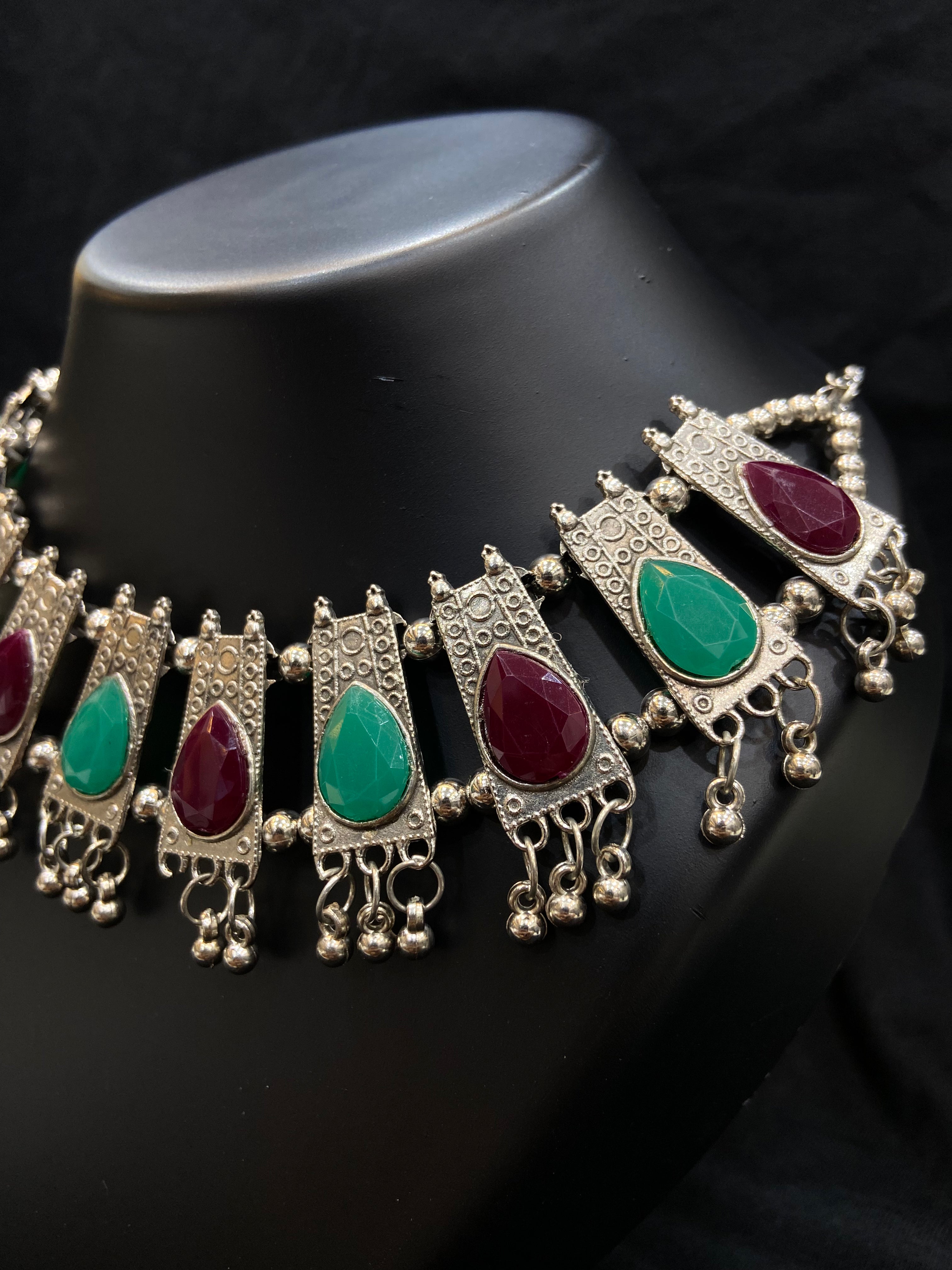 Oxidized Tribal Inspired Choker Necklace
