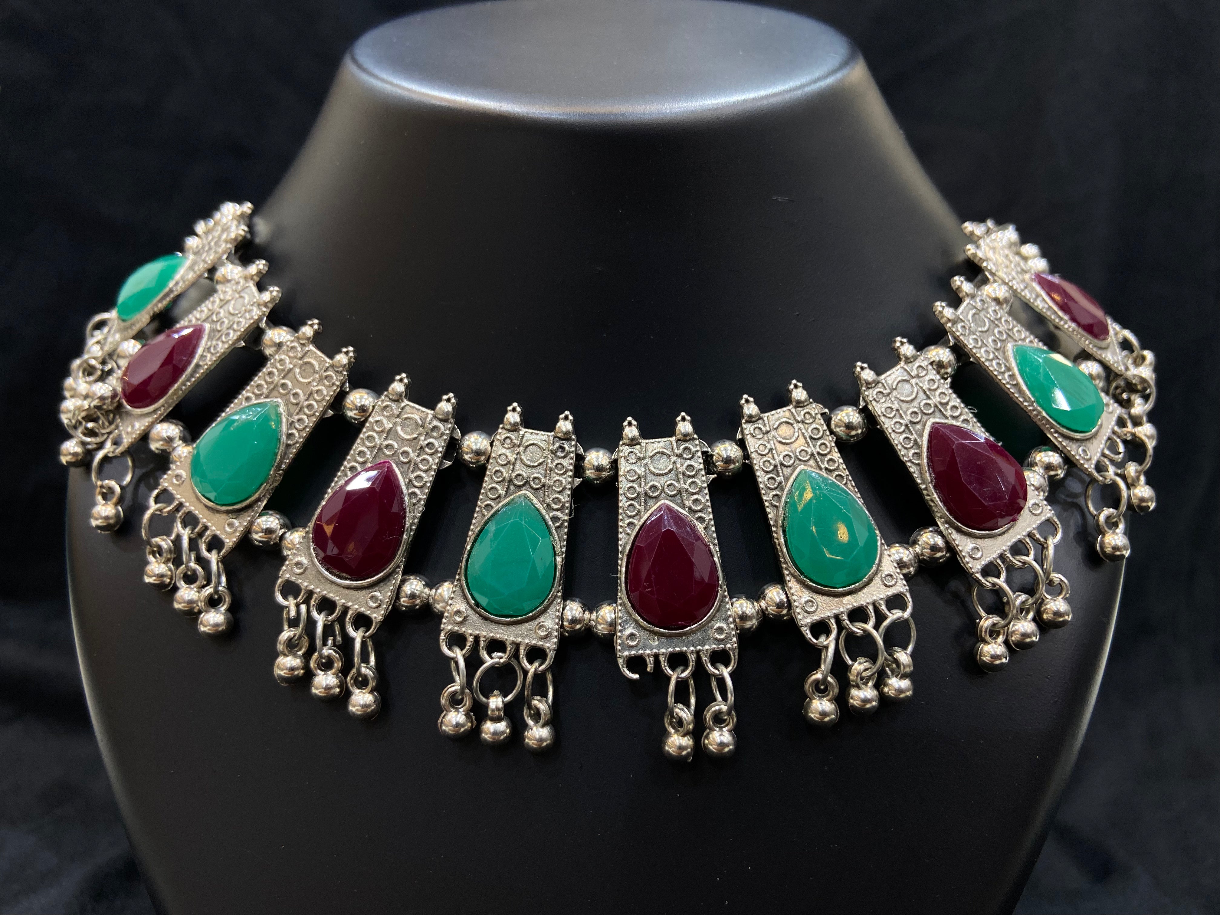 Oxidized Tribal Inspired Choker Necklace