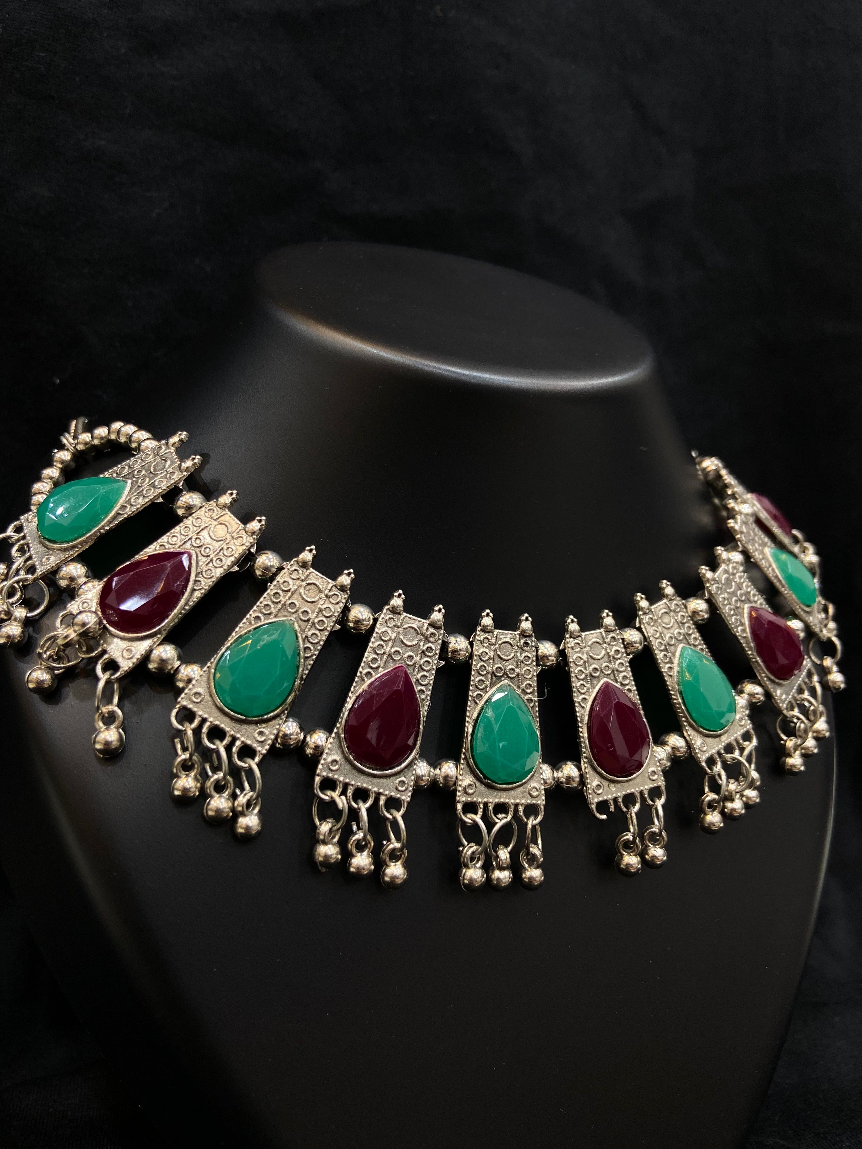 Oxidized Tribal Inspired Choker Necklace
