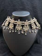 Oxidized Silver Floral Choker Necklace (Copy)