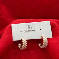 Elegant Pearl-Studded Hoop Earrings