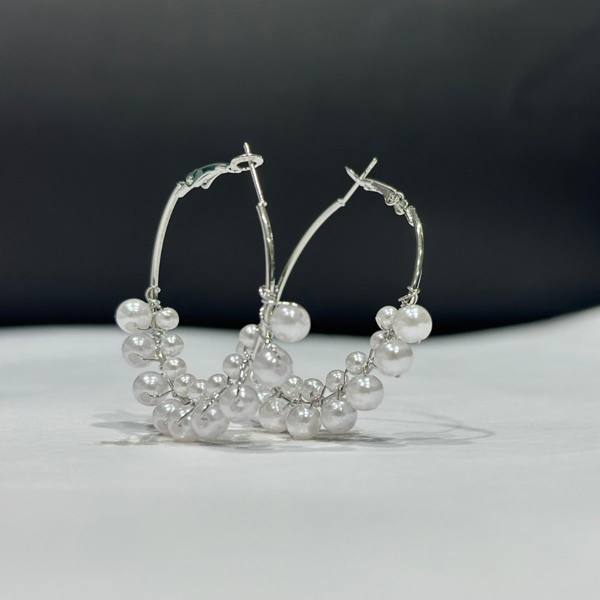 ELEGANT PEARL CASCADE HOOPS