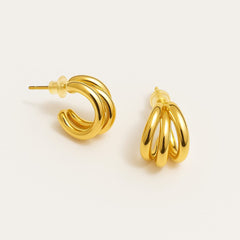 TRIPLE TWIST CHUNKY HOOP EARRINGS
