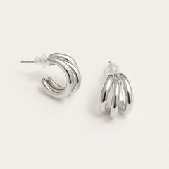 TRIPLE TWIST CHUNKY HOOP EARRINGS