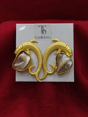 Majestic Ocean-Inspired Gold & Pearl Earrings 🐟