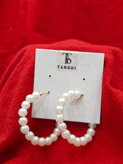 WHITE PEARL HOOP EARRINGS