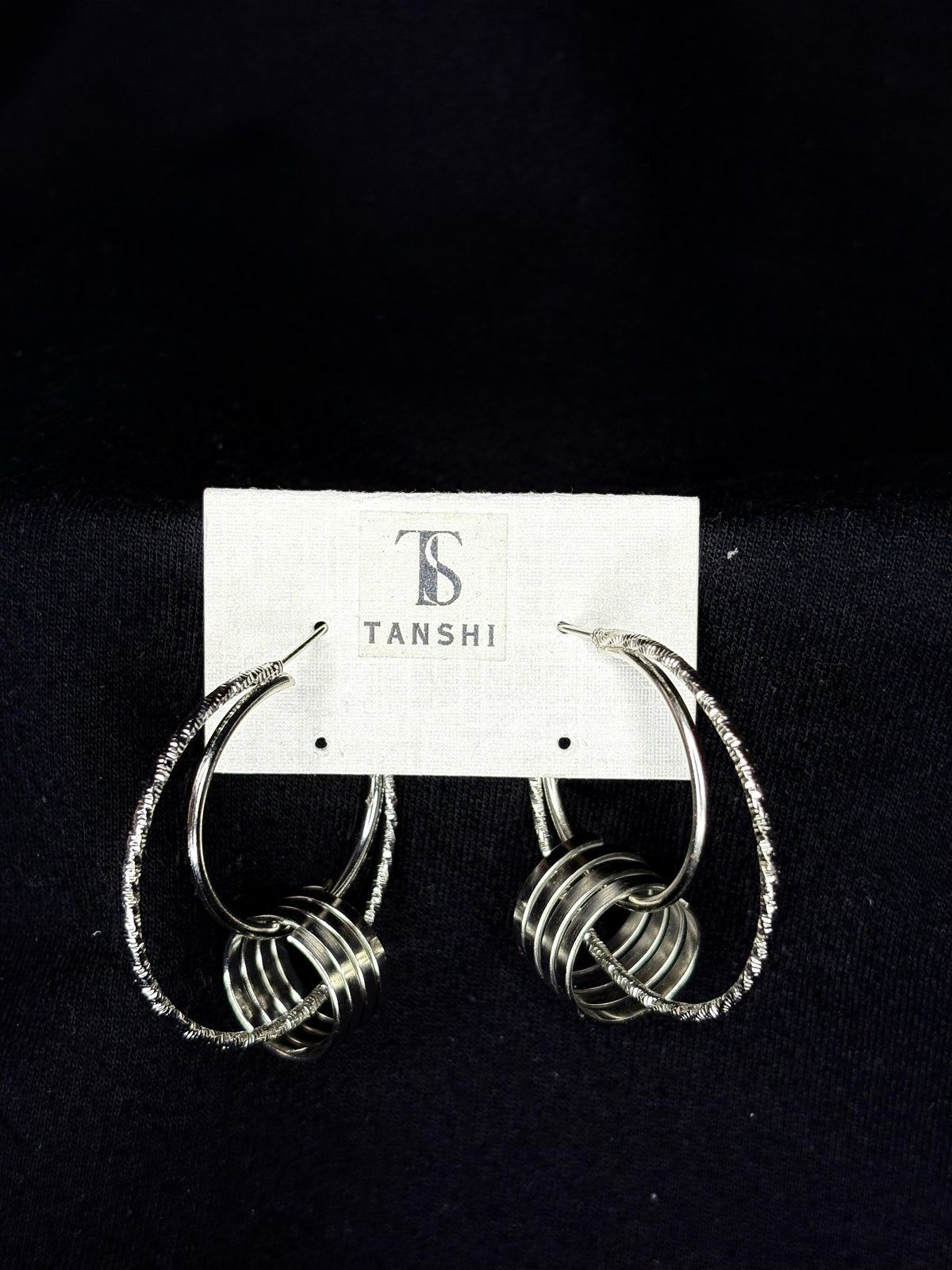 Stunning Silver Hoop Earrings with Interlocked Sphere