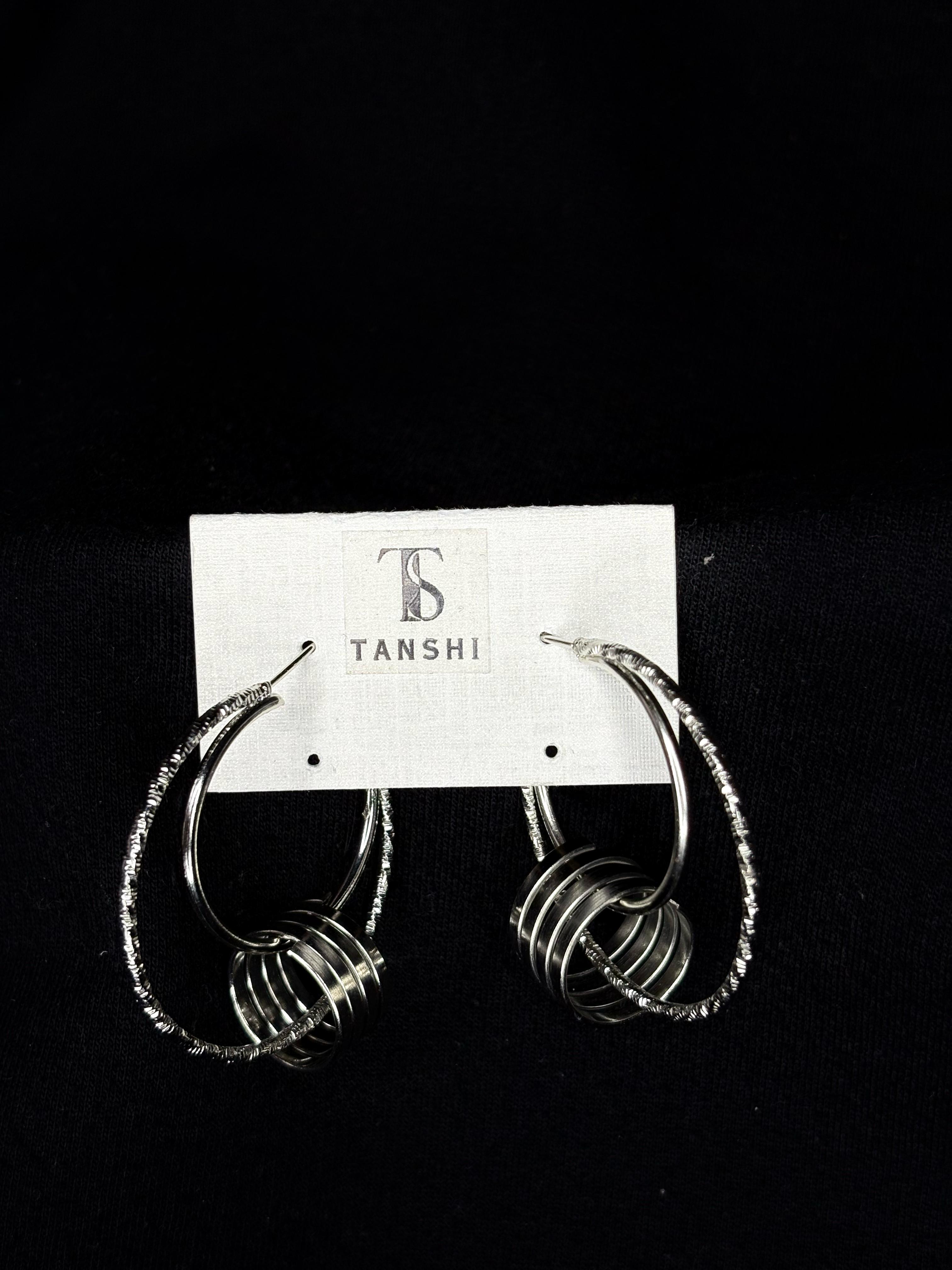 Stunning Silver Hoop Earrings with Interlocked Sphere