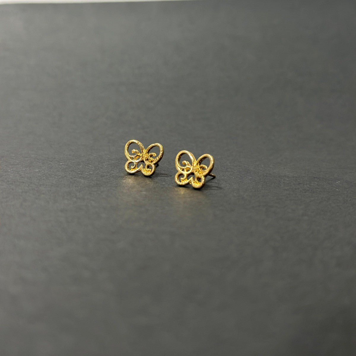 GOLD AND SILVER BUTTERFLY STUD EARRINGS