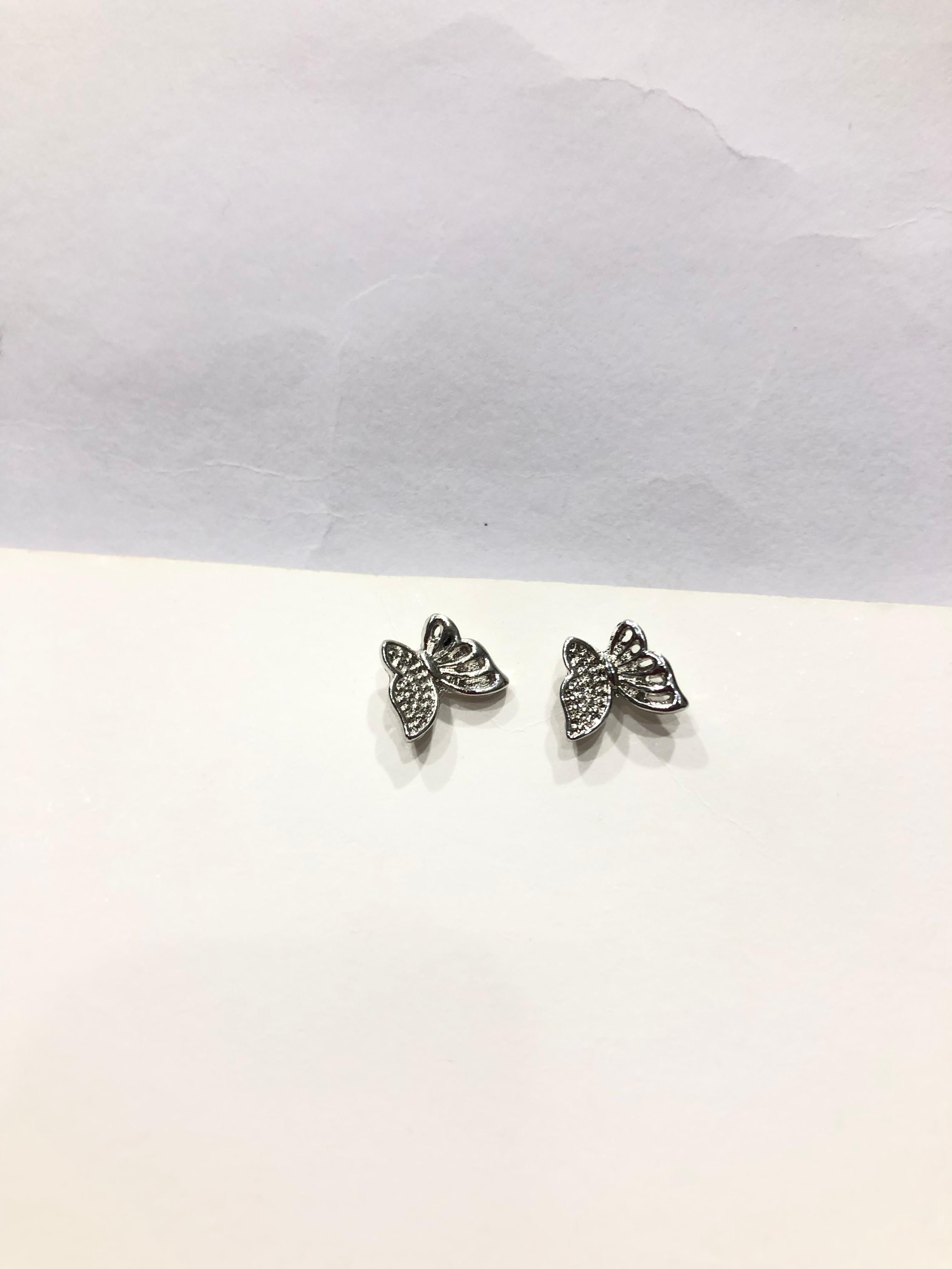GOLD AND SILVER BUTTERFLY STUD EARRINGS