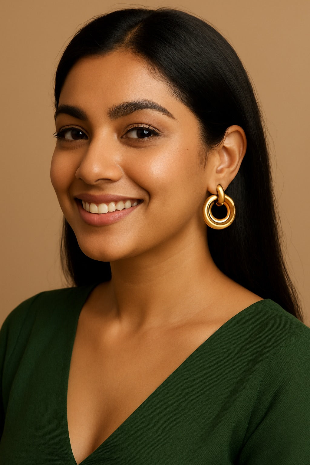 MATTE GOLD INTERLINKED HOOP EARRINGS – MODERN GLAM