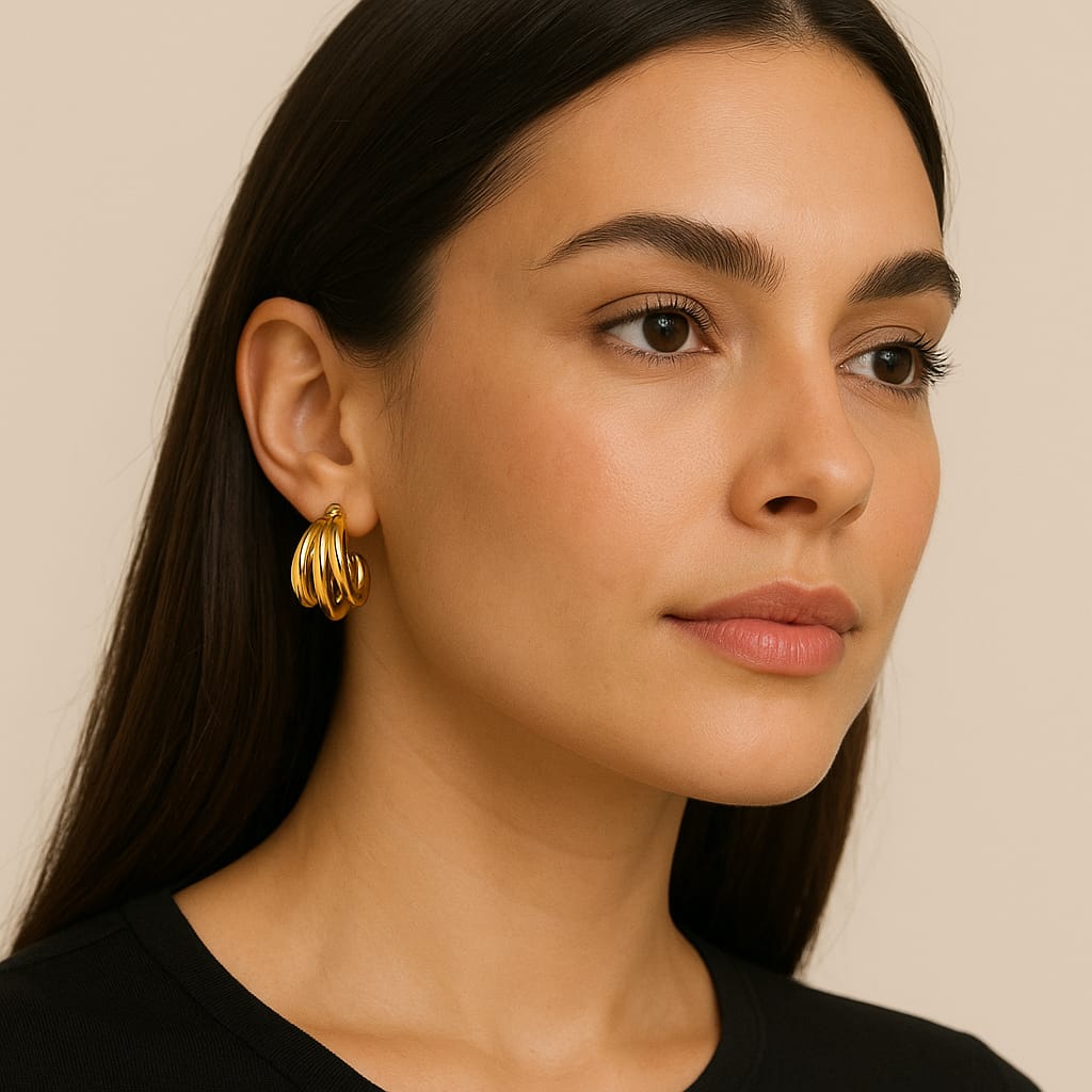 TRIPLE TWIST CHUNKY HOOP EARRINGS